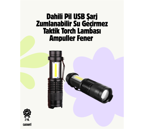 2000 Lümen LED El Feneri - Suya Dayanıklı, Odaklı, Klipsli