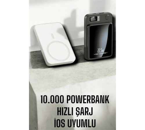 22.5W Magsafe Kablosuz Şarjlı Powerbank Dijital Ekran ve Hızlı Şarj
