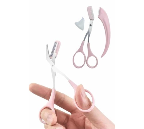 2'li Kaş Bakım Seti Taraklı Kaş Makası Ve Kaş Usturası Kaş Şekillendirici