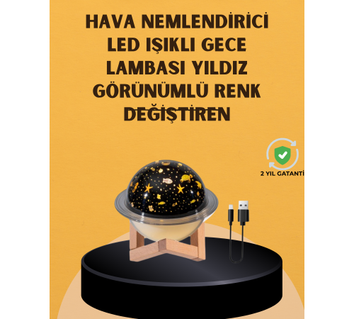 Projektör ışıklı, aromaterapi uyumlu mini masaüstü hava nemlendirici cihaz