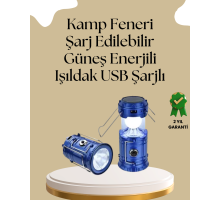 Güneş Enerjili Katlanabilir Kamp Feneri – USB Şarjlı, Hafif ve Çok Fonksiyonlu