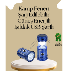 Güneş Enerjili Katlanabilir Kamp Feneri – USB Şarjlı, Hafif ve Çok Fonksiyonlu