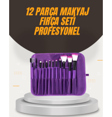 Fondöten, Allık ve Far Uygulamalarına Uygun 12 Parça Makyaj Fırça Takımı Ergonomik Saplı