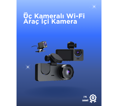 Gelişmiş G-Sensörlü Üçlü Araç Kamerası – 5” LCD Ekran ve Hareket Algılama