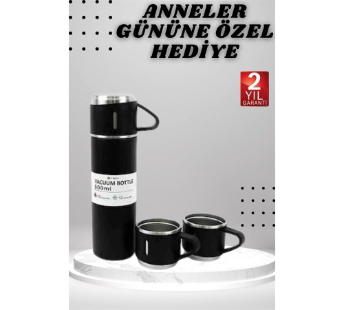 3 Bardaklı Termos Seti Anneler Gününe Özel Hediye Taşınabilir Sızdırmaz Isı Koruyucu