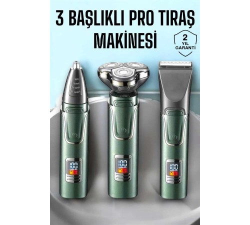 3 Başlıklı Profesyonel Saç ve Sakal Bakım Seti Vücut, Burun ve Kulak Tüy Alma