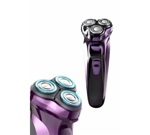 3 Bıçaklı Döner Başlıklı Sakal Sıfır Alma Tıraş Makinesi Profesyonel Paslanmaz Çelik