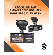 3 Kameralı Dashcam Sistem – Geri Görüş Yardımı, Park Koruması ve G-Sensör