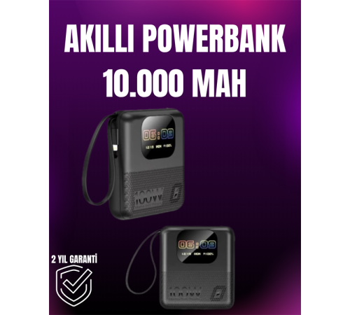 3'ü 1 Arada Akıllı Cihaz: Saat, Powerbank, Hoparlör – 10.000 mAh
