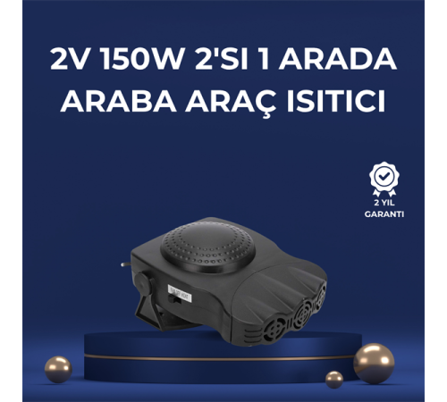 3'ü 1 Arada Araç İçi Isıtıcı Fan | 12V Prizli, Buz Çözücü, Temiz Hava ve Hızlı Isıtma Özellikli