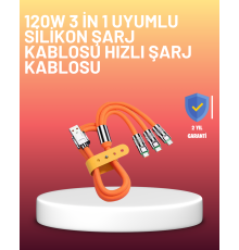 120W Şarj Destekli 3’ü 1 Arada Çoklu Şarj Kablosu – 1.2 Metre