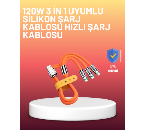120W Şarj Destekli 3’ü 1 Arada Çoklu Şarj Kablosu – 1.2 Metre