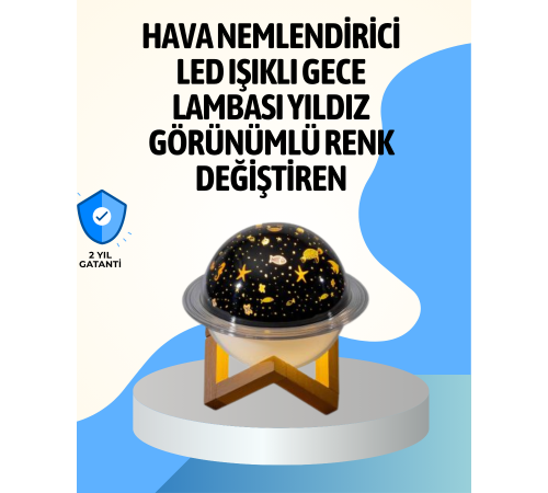 Projektör ışıklı ve aromaterapi destekli taşınabilir nemlendirici cihaz USB bağlantılı