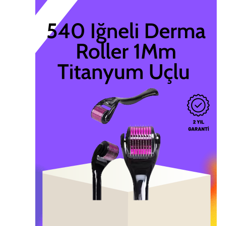 Evde Güvenli Kullanım İçin Titanyum Derma Roller – Siyah Saplı