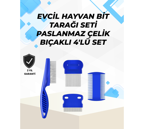 Uzun ve Kısa Tüylü Hayvanlara Özel Bit Tarağı ve Tüy Temizleme Seti