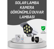 77 LED'li Güneş Enerjili Güvenlik Lambası ve Kukla Kamera – Hareket Sensörlü, 2400mAh Pilli