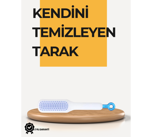 Kendi Kendini Temizleyen Saç Tarağı – Anti-Statik, Silikon Uçlu, ABS Malzeme, 22x4 cm