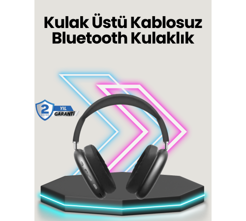 Bluetooth V5.0 Kablosuz Kulak Üstü Kulaklık | Katlanabilir, Mikro USB Girişli