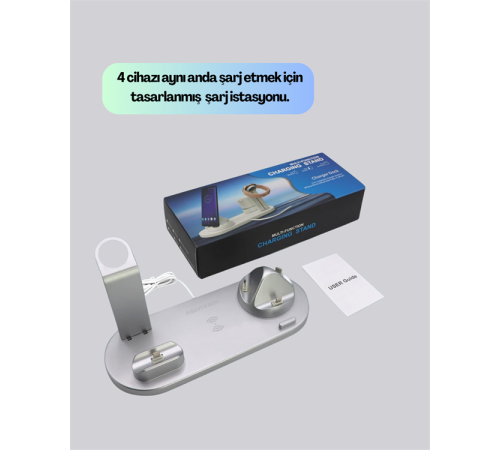 iPhone, Apple Watch ve AirPods ile Uyumlu 4'ü 1 Arada Şarj Ünitesi – Tüm Apple Cihazları Tek Noktada