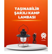 4 Fonksiyonlu Dekoratif Kamp Lambası – Tungsten Ampul, USB Çıkışlı