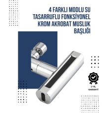 4 Modlu Musluk Başlığı | Şelale, Yağmur, Sprey, Köpük Akışı | Yüksek Basınç Performansı | Modern Tasarım