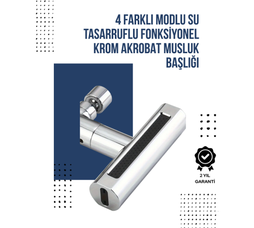 4 Modlu Musluk Başlığı | Şelale, Yağmur, Sprey, Köpük Akışı | Yüksek Basınç Performansı | Modern Tasarım