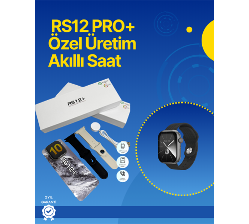 . RS12 PRO+ 2025 Serisi Full Ekranlı Akıllı Saat – 2GB Hafıza, Titanyum Kasa, Suya Dayanıklı, Uzun Şarj Süresi Garantili Model