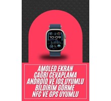 49mm Akıllı Saat Amoled Ekranlı Kadın Erkek Kol Saati Plastik Kordon