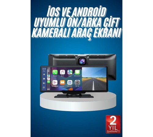 4K Ultra Araç İçi Ön ve Arka Kameralı Ekran HD 2 Kameralı Torpido Üstü Araç Multimedya