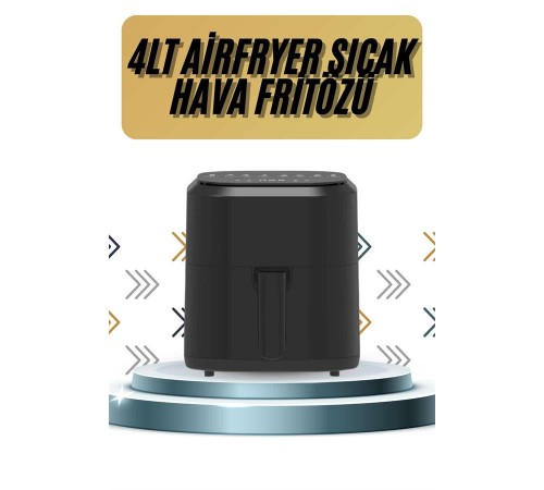 4L Airfryer Hazneli Hava Fritözü Yağsız Fritöz Taşınabilir Fırın İşlevi Gören Pratik