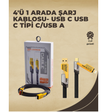 4'ü 1 Arada Metal Hızlı Veri Kablosu – 65W Güç, 27W iPhone Desteği, 480Mbps Aktarım