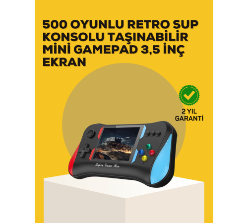 Taşınabilir El Konsolu 500 Oyunlu – Geniş Ekran ve Uzun Pil Ömrü