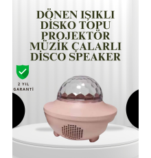 Sesle Etkileşimli Yıldız Projektörlü Gece Lambası – Bluetooth Hoparlörlü, USB Girişli, Dönen Okyanus