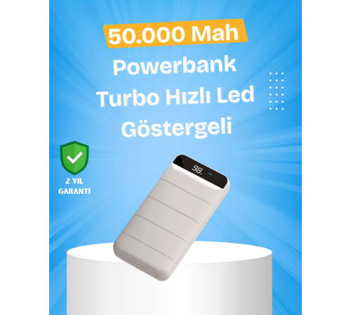 Çoklu Cihaz Uyumlu LED Ekranlı 50000 mAh Powerbank