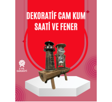 Ahşap Gövdeli Deniz Feneri Formlu Kum Saati – 15x20 cm Masa Dekoru