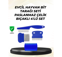 4 Parçalı Evcil Hayvan Tarak Seti – Paslanmaz Çelik Dişli, Ergonomik Saplı