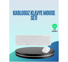 Q Klavye Beyaz Klavye Ve Mouse Seti Kablosuz USB Girişli