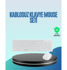 Q Klavye Beyaz Klavye Ve Mouse Seti Kablosuz USB Girişli