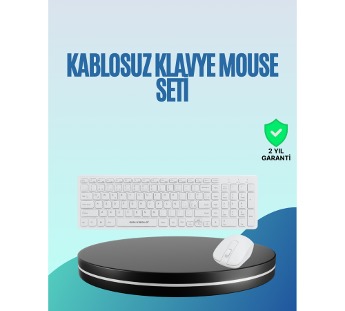 Q Klavye Beyaz Klavye Ve Mouse Seti Kablosuz USB Girişli