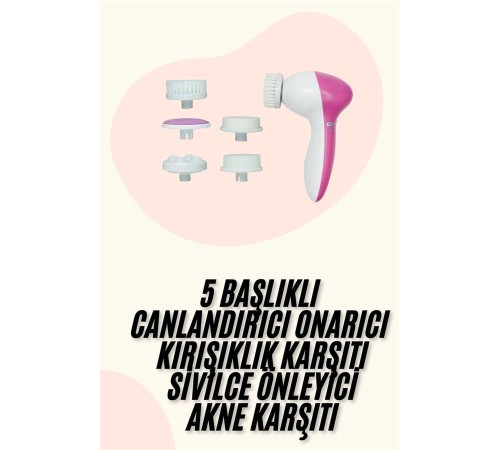 5 Başlıklı Titreşimli Cilt Temizleme Seti Canlandırıcı ve Onarıcı 5 Başlıklı Titreşimli Cilt Temizleme Seti Canlandırıcı ve Onarıcı