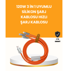 120 W Şarj ve Veri Aktarımı Kablo– 3 Başlıklı Çok Amaçlı Kablo Yüksek Hızlı