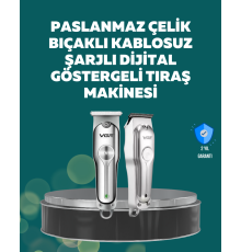 Profesyonel Saç ve Sakal Kesme Makinesi – Şarjlı, Sessiz Motor, Ayarlanabilir Tarak