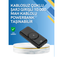 iPhone ve Android Uyumlu 10000mAh Powerbank – Hem Kablolu Hem Kablosuz