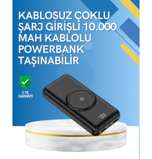 iPhone ve Android Uyumlu 10000mAh Powerbank – Hem Kablolu Hem Kablosuz
