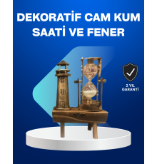 Deniz Feneri Tasarımlı Ahşap Kum Saati – Retro Masa Aksesuarı