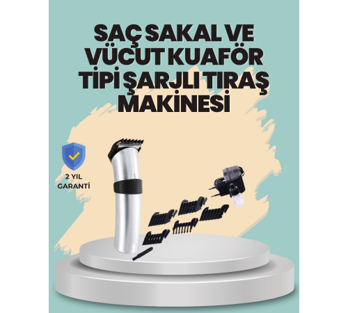 Profesyonel Erkek Tıraş Makinesi – Kablosuz, Paslanmaz Bıçaklı ve Tam Aksesuar
