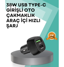 Çift Cihaz Destekli 38W Güçlü Çakmaklık Araç Şarj Cihazı