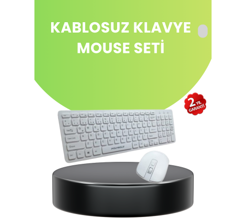 Ergonomik Kablosuz Klavye Mouse Takımı - Tam Boy, Sessiz ve Güvenilir