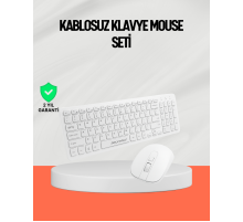 Beyaz Kablosuz Klavye Fare Seti Kablosuz Fare USB Alıcı PC Uyumlu