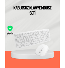 Beyaz Kablosuz Klavye Fare Seti Kablosuz Fare USB Alıcı PC Uyumlu
